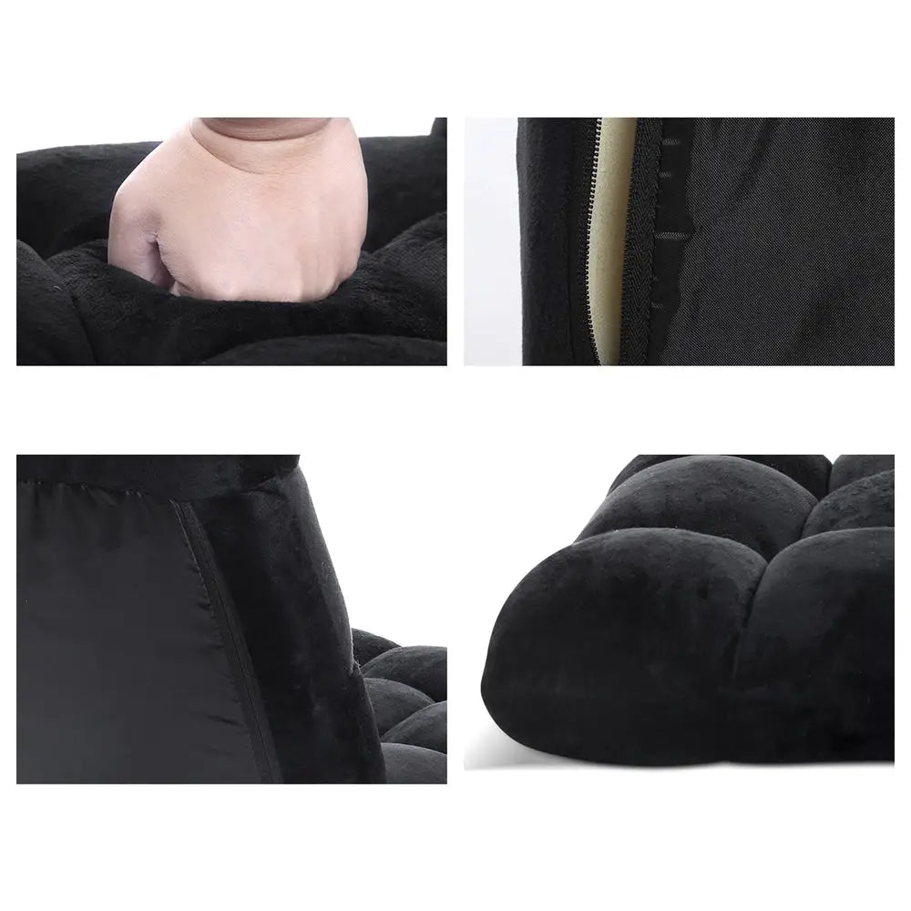 Artiss Lounge Sofa Bed Flannel Fabric Black - Furniture > Living Room