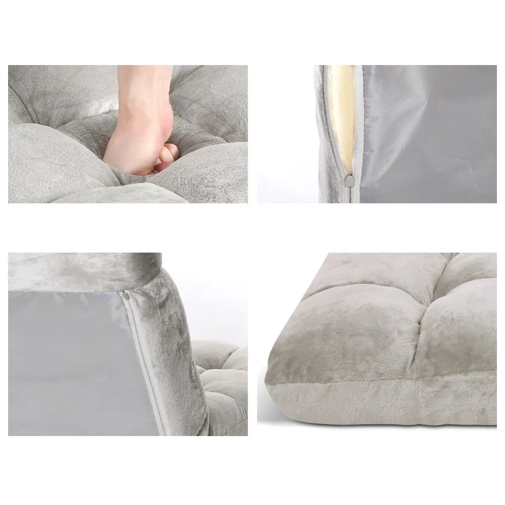 Artiss Lounge Sofa Bed Flannel Fabric Grey - Furniture > Living Room