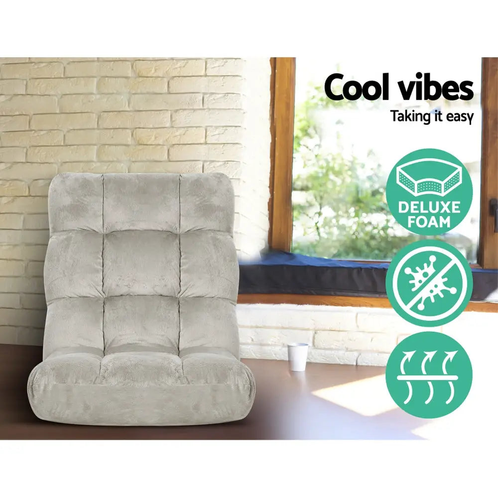 Artiss Lounge Sofa Bed Flannel Fabric Grey - Furniture > Living Room