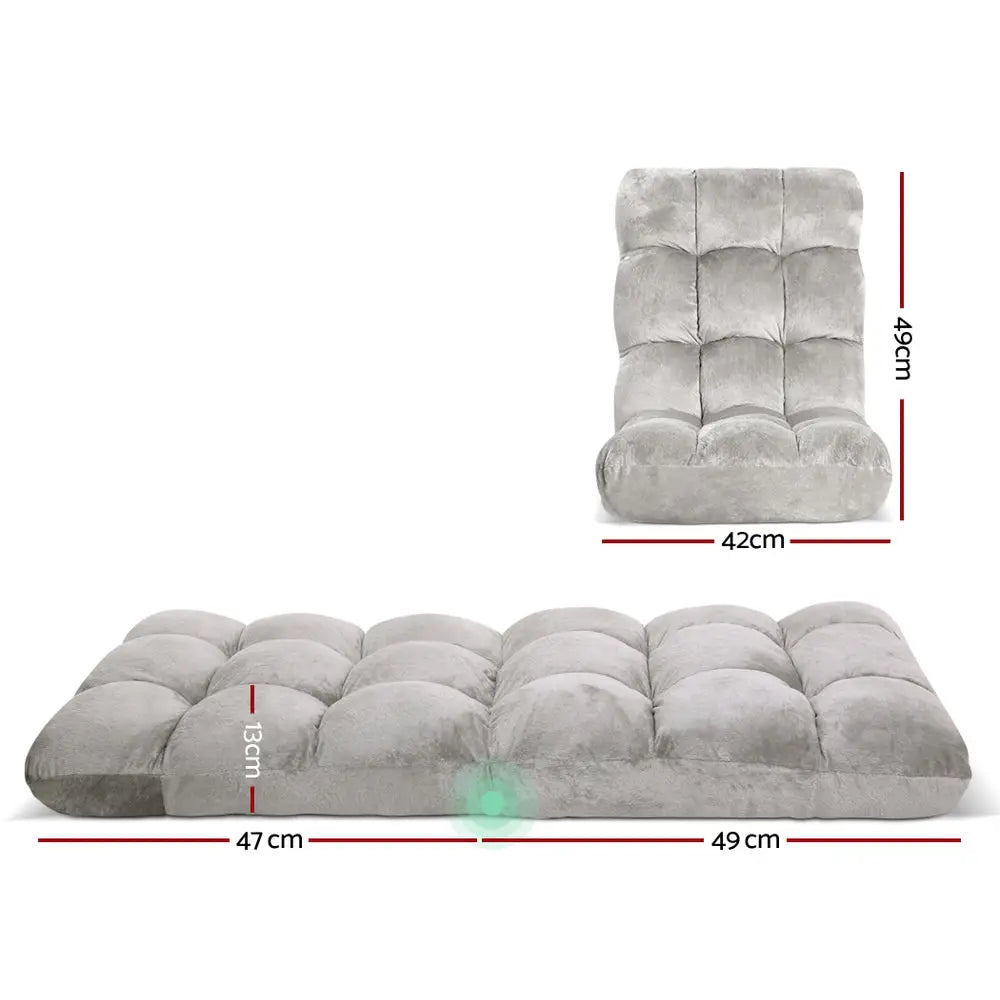 Artiss Lounge Sofa Bed Flannel Fabric Grey - Furniture > Living Room