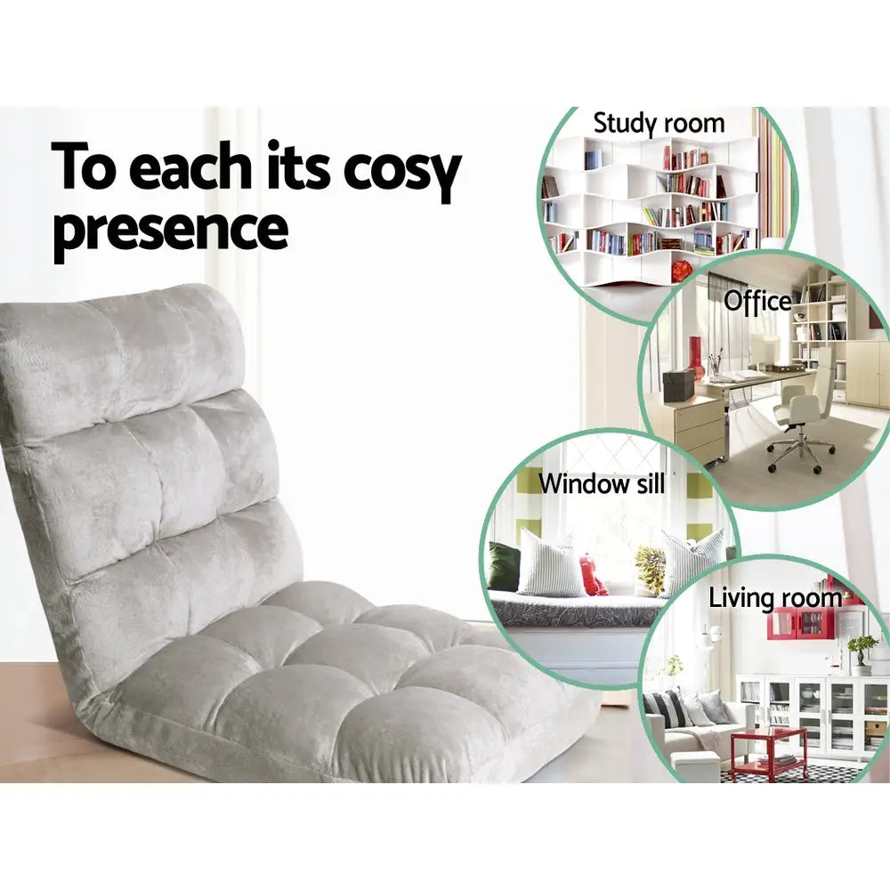 Artiss Lounge Sofa Bed Flannel Fabric Grey - Furniture > Living Room