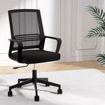 Artiss Mesh Office Chair Computer Gaming Desk Chairs Work Study Mid Back Black - Furniture > Office