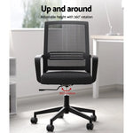 Artiss Mesh Office Chair Computer Gaming Desk Chairs Work Study Mid Back Black - Furniture > Office