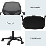 Artiss Mesh Office Chair Computer Gaming Desk Chairs Work Study Mid Back Black - Furniture > Office > Office & Desk