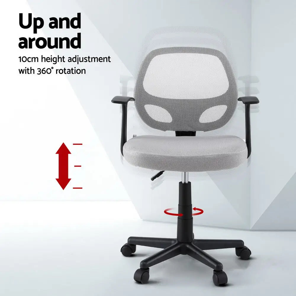 Artiss Mesh Office Chair Computer Gaming Desk Chairs Work Study Mid Back Grey - Furniture > Office > Office & Desk