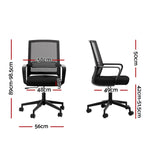 Artiss Mesh Office Chair Computer Gaming Desk Chairs Work Study Mid Back Black - Furniture > Office