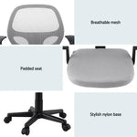 Artiss Mesh Office Chair Computer Gaming Desk Chairs Work Study Mid Back Grey - Furniture > Office > Office & Desk