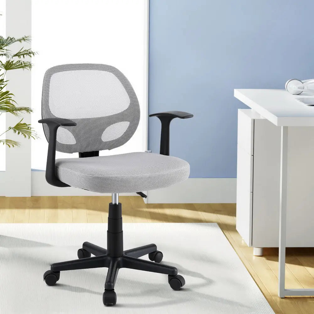 Artiss Mesh Office Chair Computer Gaming Desk Chairs Work Study Mid Back Grey - Furniture > Office > Office & Desk