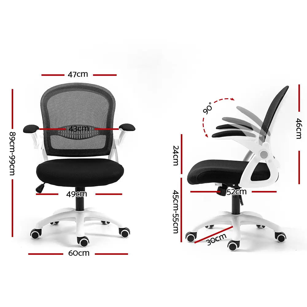 Artiss Mesh Office Chair Mid Back Black - Furniture > Office