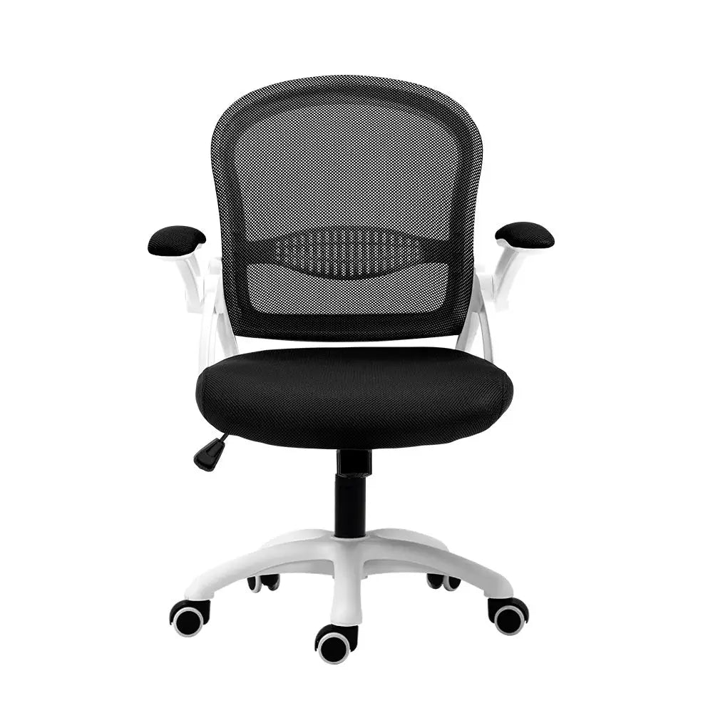 Artiss Mesh Office Chair Mid Back Black - Furniture > Office