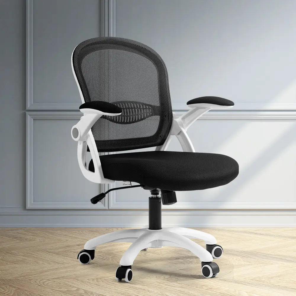 Artiss Mesh Office Chair Mid Back Black - Furniture > Office