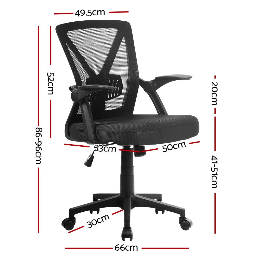 Artiss Mesh Office Chair Mid Back Black - Furniture > Office