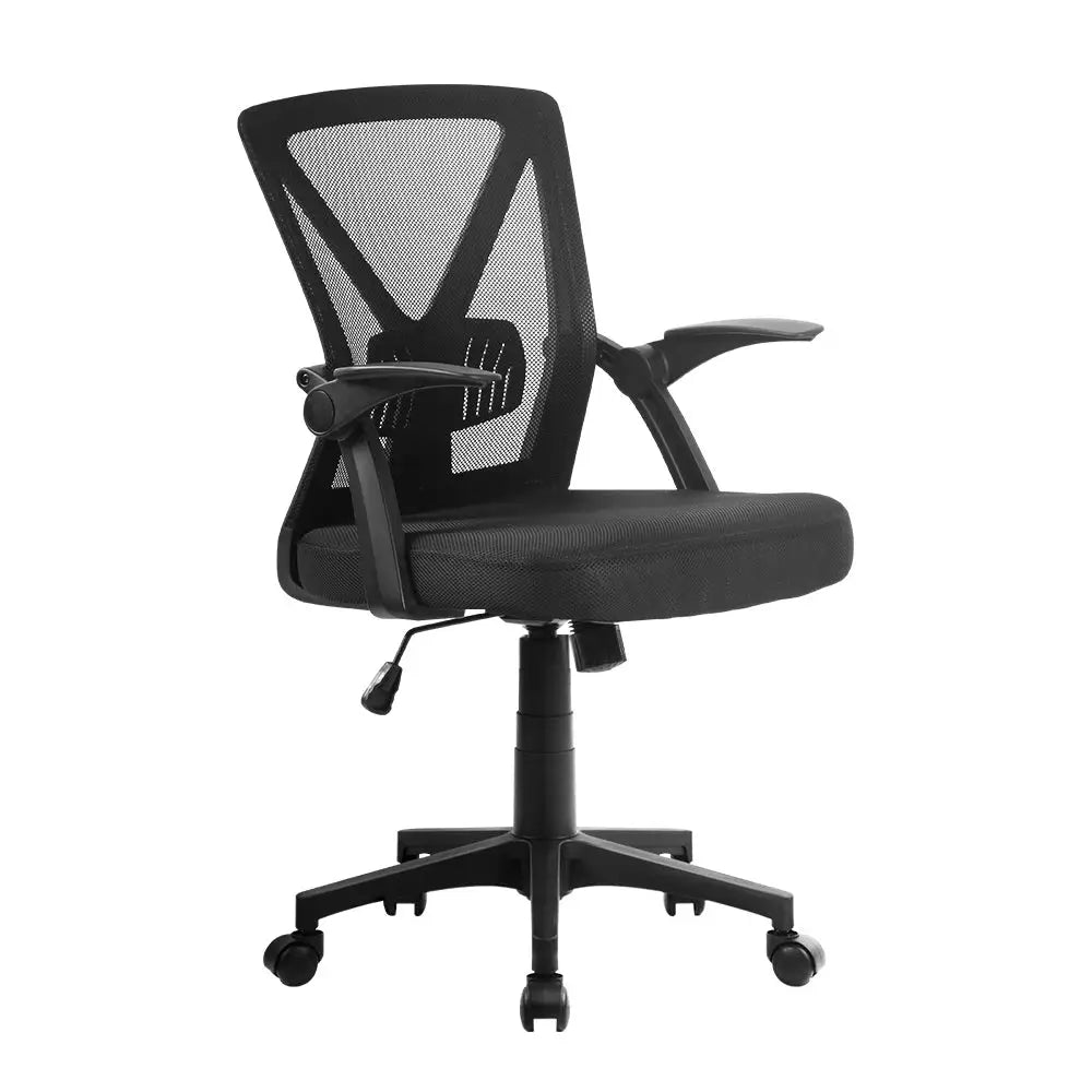 Artiss Mesh Office Chair Mid Back Black - Furniture > Office