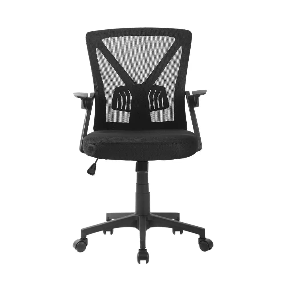Artiss Mesh Office Chair Mid Back Black - Furniture > Office