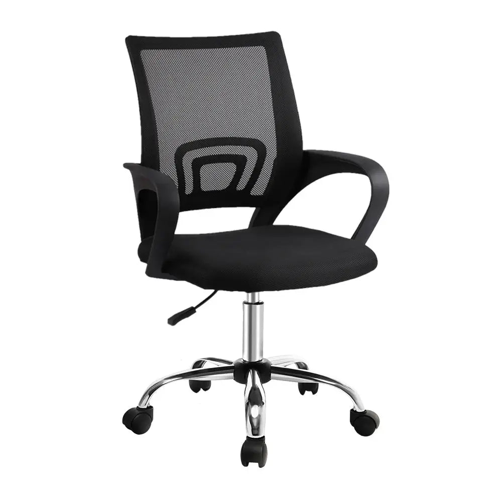 Artiss Mesh Office Chair Mid Back Black - Furniture > Office