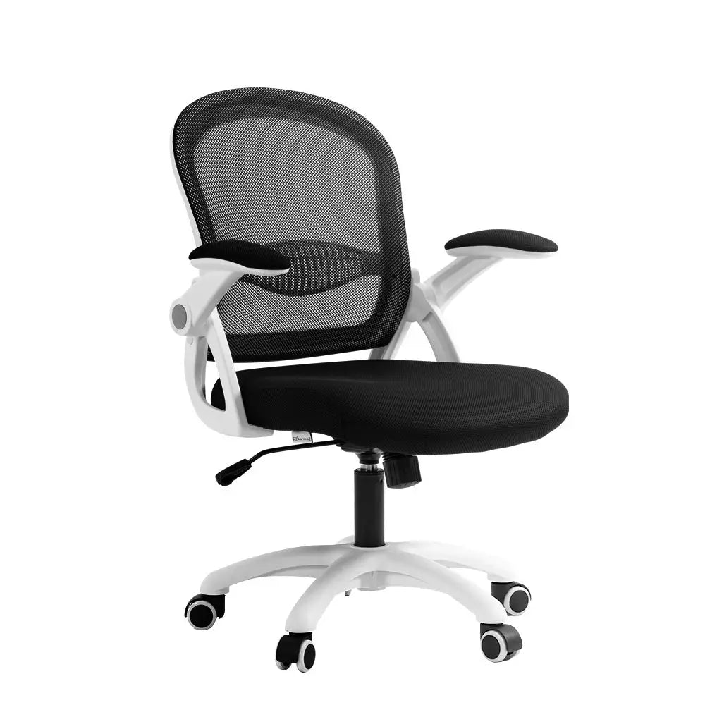Artiss Mesh Office Chair Mid Back Black - Furniture > Office