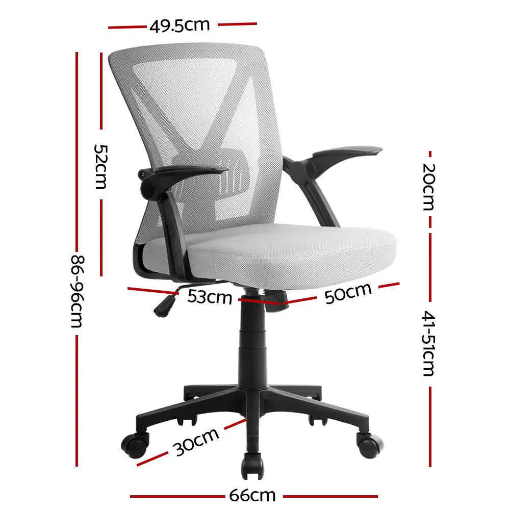 Artiss Mesh Office Chair Mid Back Grey - Furniture > Office