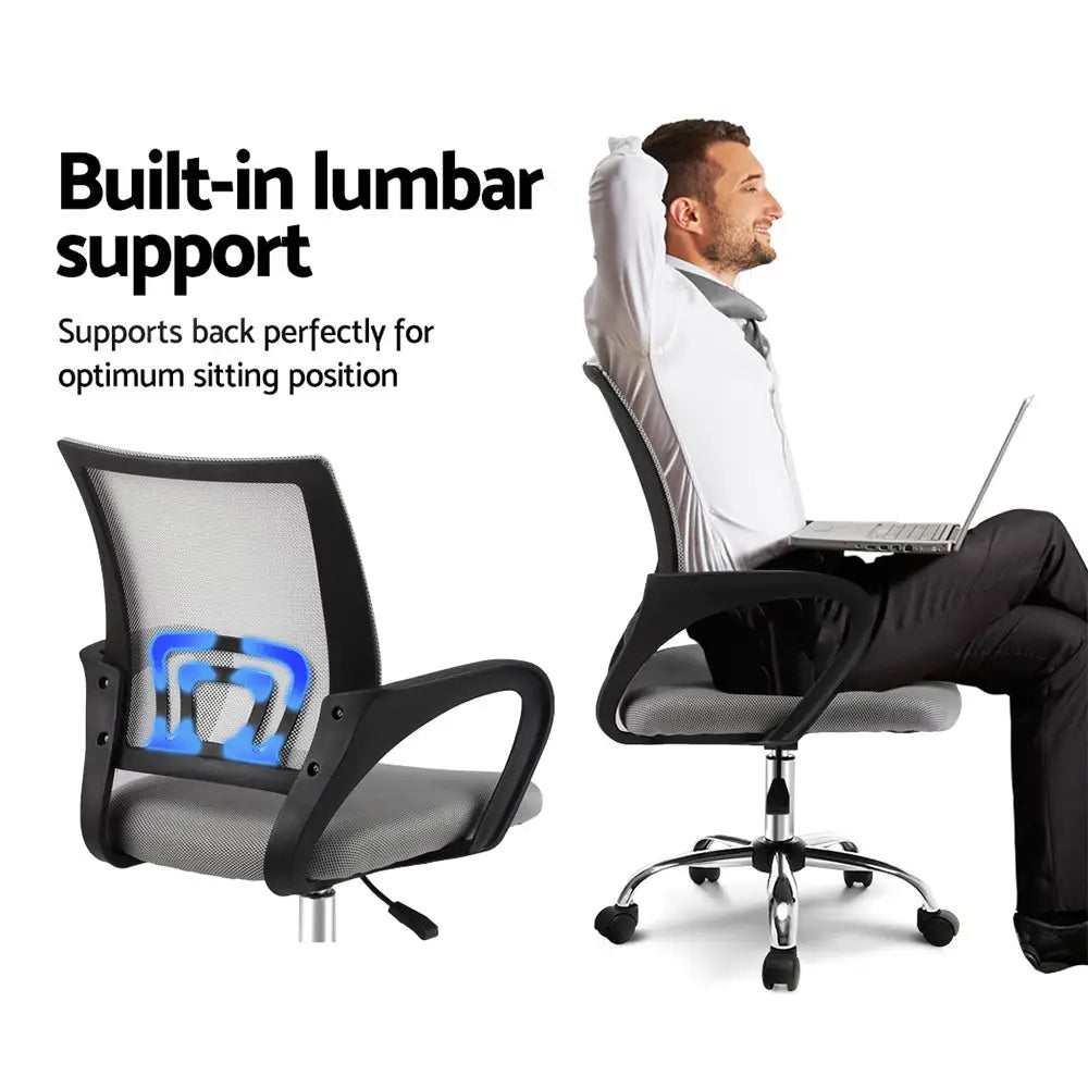 Artiss Mesh Office Chair Mid Back Grey - Furniture > Office