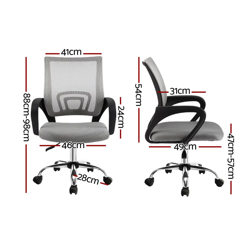Artiss Mesh Office Chair Mid Back Grey - Furniture > Office