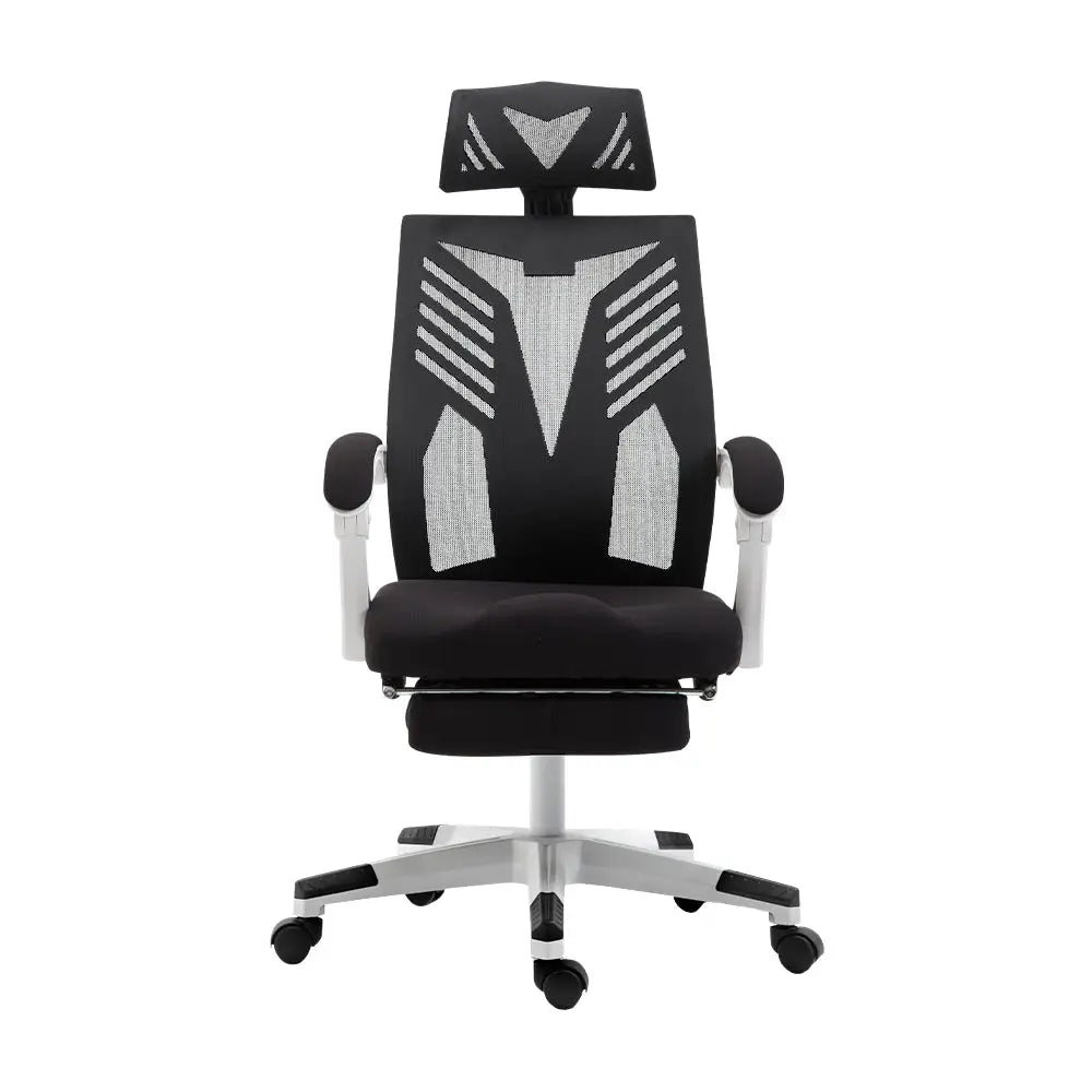 Artiss Mesh Office Chair Recliner Black White - Furniture > Office