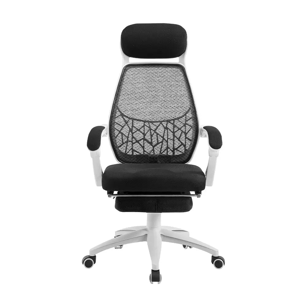 Artiss Mesh Office Chair Recliner Black White - Furniture > Office