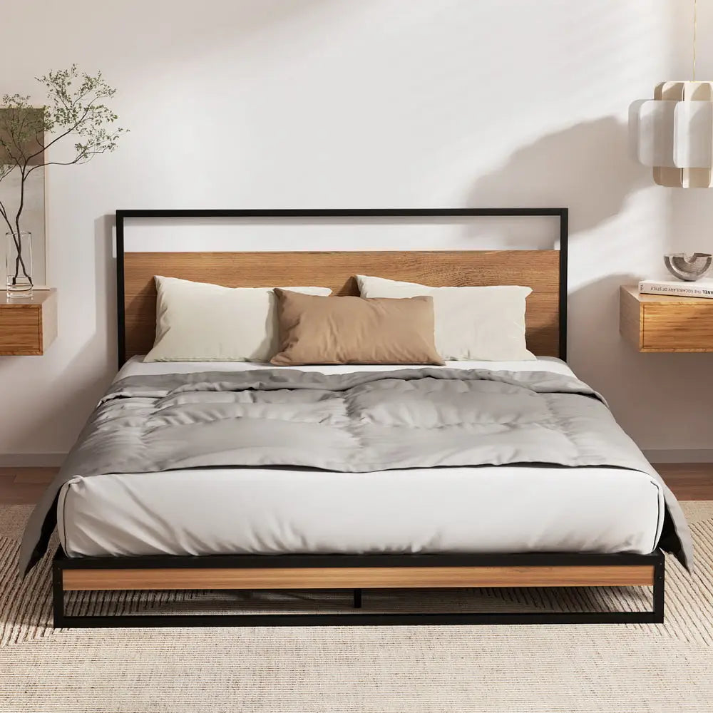 Artiss Metal Bed Frame Double Size Beds Platform with Mattress - Furniture > Bedroom > Beds & Bed Frames