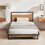 Artiss Metal Bed Frame Single Size Beds Platform with Mattress - Furniture > Bedroom > Beds & Bed Frames