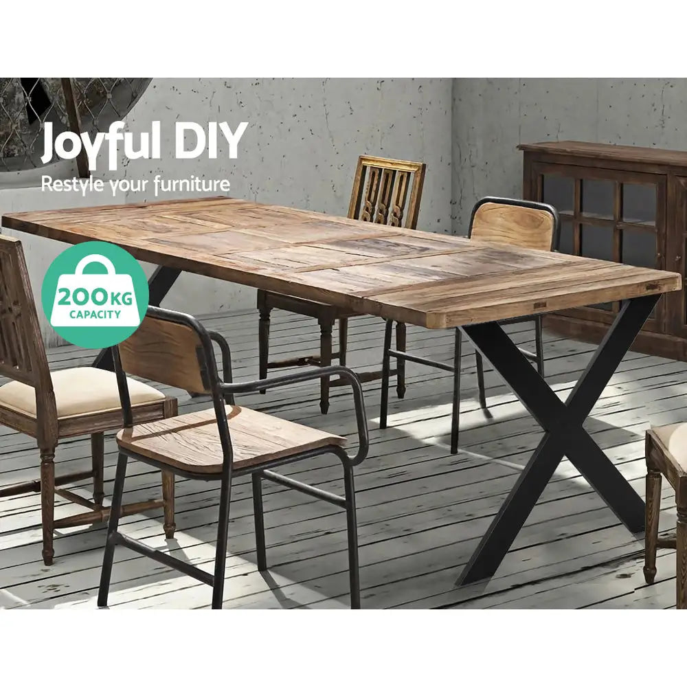 Artiss Metal Table Legs DIY X-shaped 71X60CM Set of 2 - Furniture > Dining