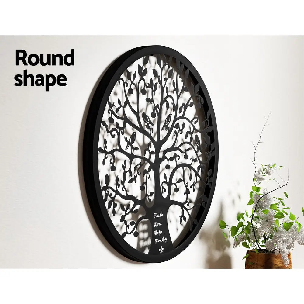 Artiss Metal Wall Art Hanging Sculpture Home Decor Leaf Tree of Life Round Frame - Home & Garden > Wall Art > 3D Wall