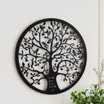 Artiss Metal Wall Art Hanging Sculpture Home Decor Leaf Tree of Life Round Frame - Home & Garden > Wall Art > 3D Wall