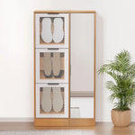 Artiss Mirror Shoe Cabinet White Mesh - Furniture > Bedroom