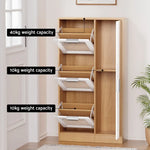 Artiss Mirror Shoe Cabinet White Mesh - Furniture > Bedroom
