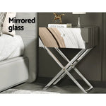 Artiss Mirrored Bedside Table Drawers Side Table Storage Nightstand Silver MOCO - Furniture > Bedroom
