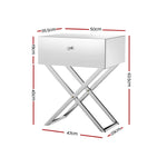 Artiss Mirrored Bedside Table Drawers Side Table Storage Nightstand Silver MOCO - Furniture > Bedroom