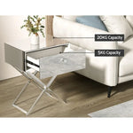 Artiss Mirrored Bedside Table Drawers Side Table Storage Nightstand Silver MOCO - Furniture > Bedroom