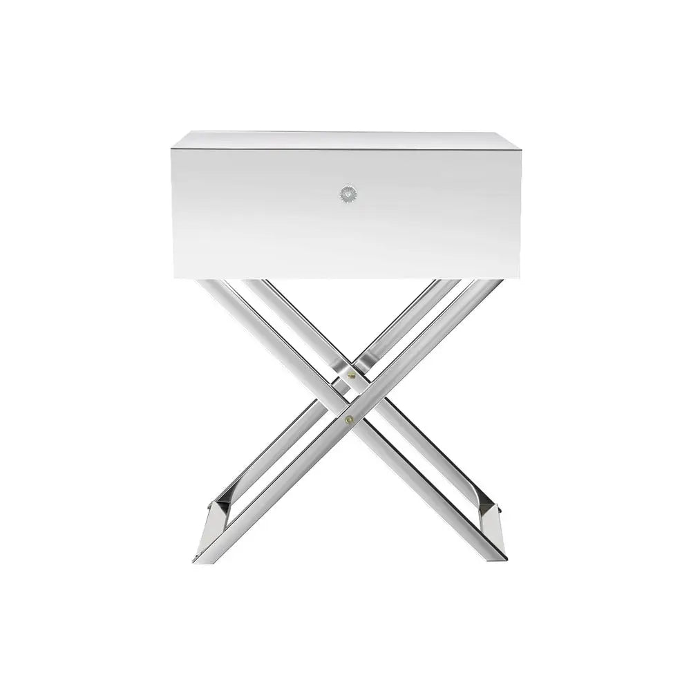 Artiss Mirrored Bedside Table Drawers Side Table Storage Nightstand Silver MOCO - Furniture > Bedroom