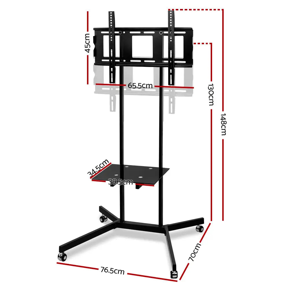 Artiss Mobile TV Stand for 32’’-65’’ TVs Mount Bracket Portable Shelf Trolley Cart - Audio & Video > TV Accessories
