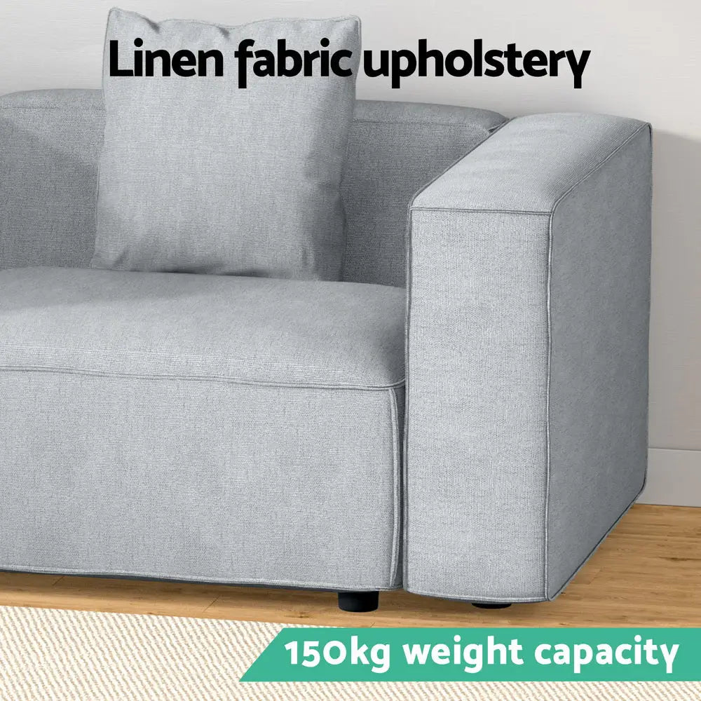 Artiss Modular Sofa Chaise Set 1-Seater Grey - Furniture > Living Room