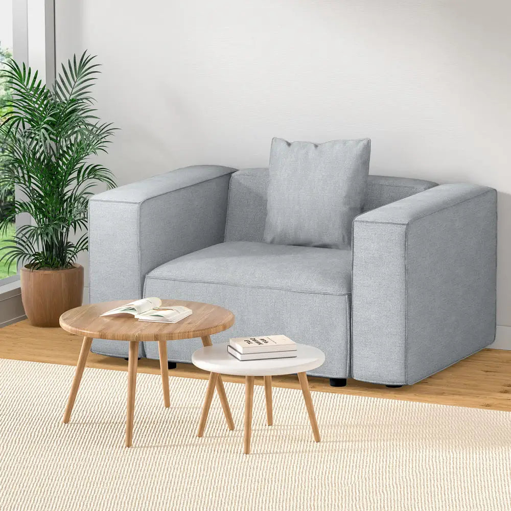 Artiss Modular Sofa Chaise Set 1-Seater Grey - Furniture > Living Room