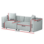 Artiss Modular Sofa Chaise Set 2-Seater Grey - Furniture > Living Room