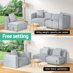 Artiss Modular Sofa Chaise Set 3-Seater Grey - Furniture > Living Room