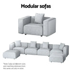 Artiss Modular Sofa Chaise Set 3-Seater Grey - Furniture > Living Room
