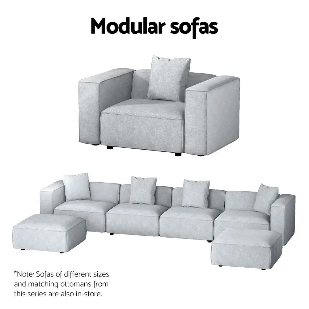 Artiss Modular Sofa Chaise Set 3-Seater Grey - Furniture > Living Room
