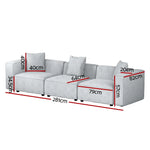 Artiss Modular Sofa Chaise Set 3-Seater Grey - Furniture > Living Room