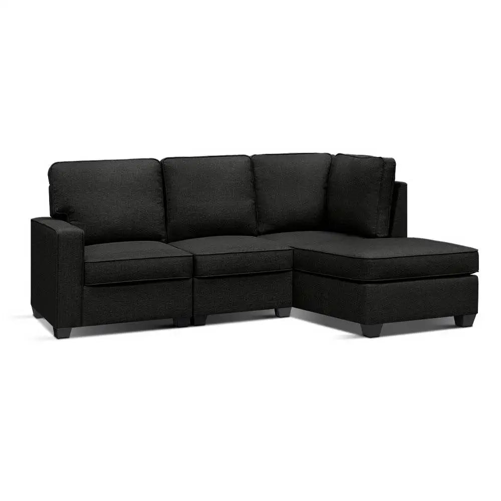Artiss Modular Sofa Chaise Set 4-seater Dark Grey - Furniture > Sofas