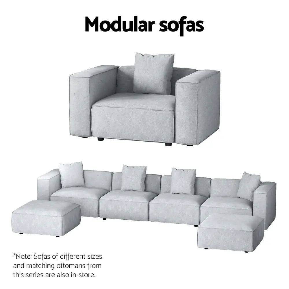 Artiss Modular Sofa Chaise Set 4-Seater Grey - Furniture > Living Room