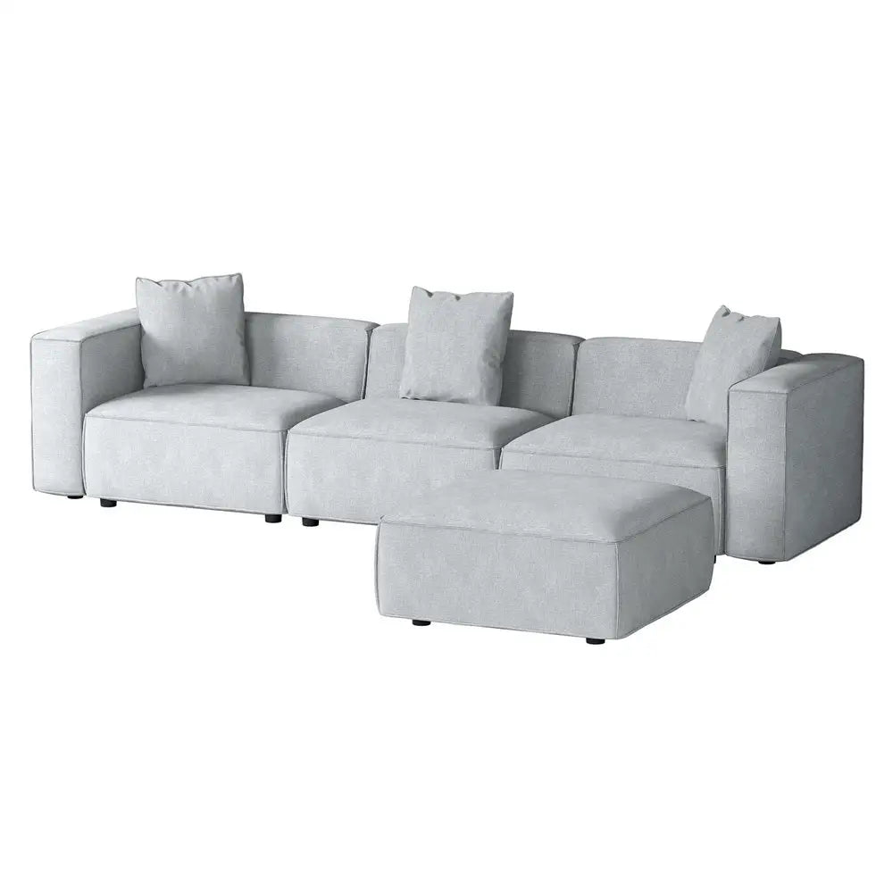 Artiss Modular Sofa Chaise Set 4-Seater Grey - Furniture > Living Room