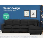 Artiss Modular Sofa Chaise Set 5-seater Dark Grey - Furniture > Sofas