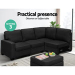 Artiss Modular Sofa Chaise Set 5-seater Dark Grey - Furniture > Sofas