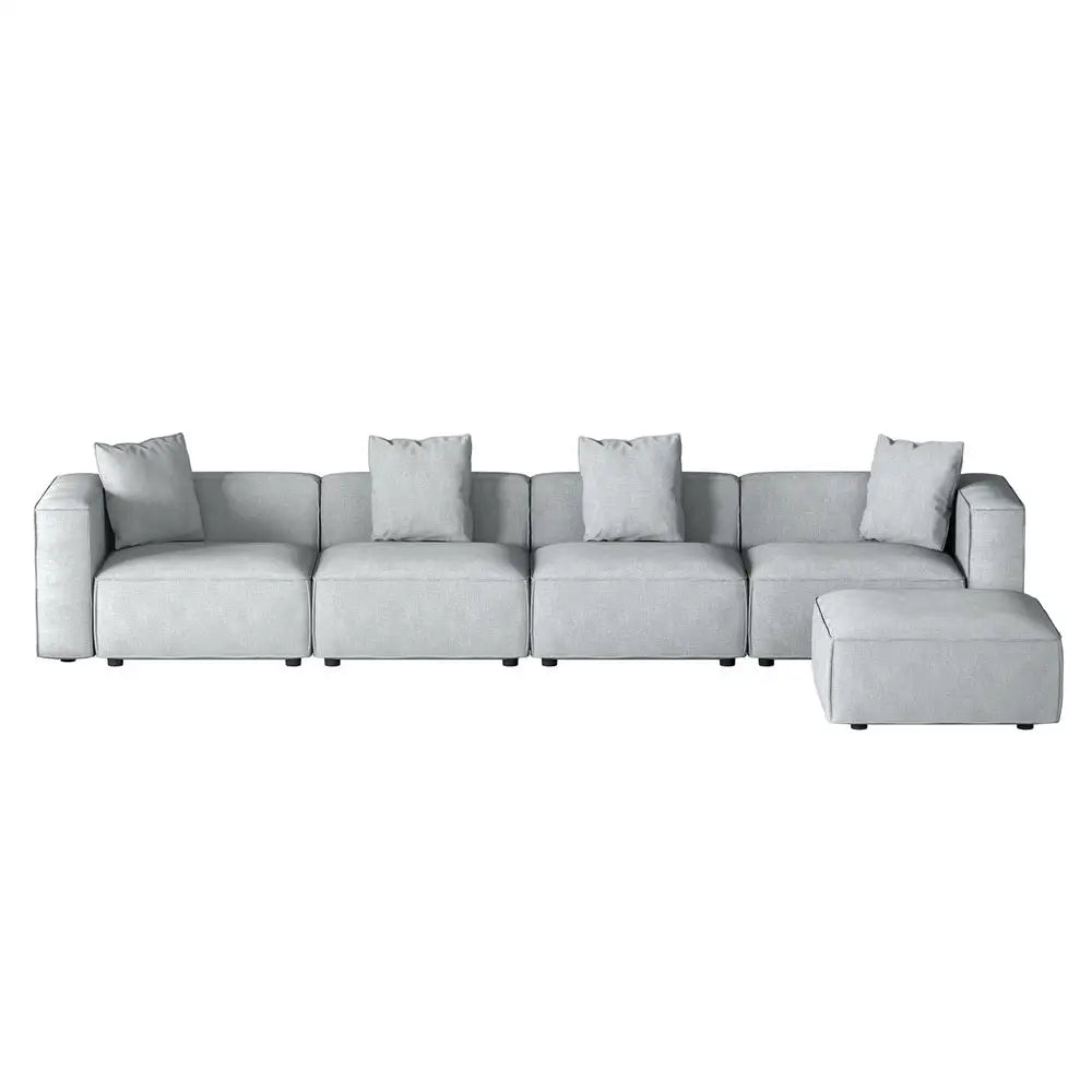 Artiss Modular Sofa Chaise Set 5-Seater Grey - Furniture > Living Room